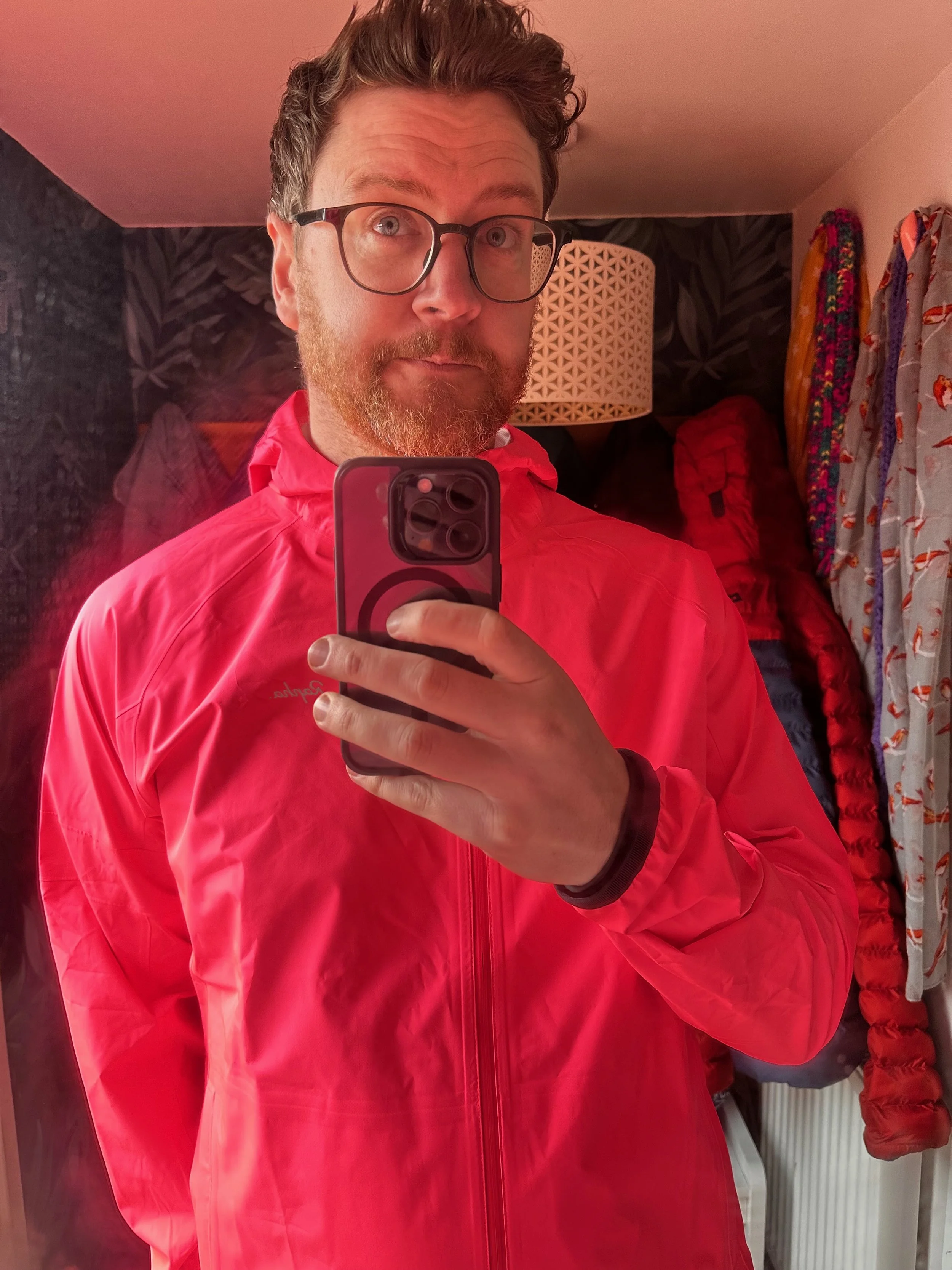 Smug man in a smug pink cycling jacket